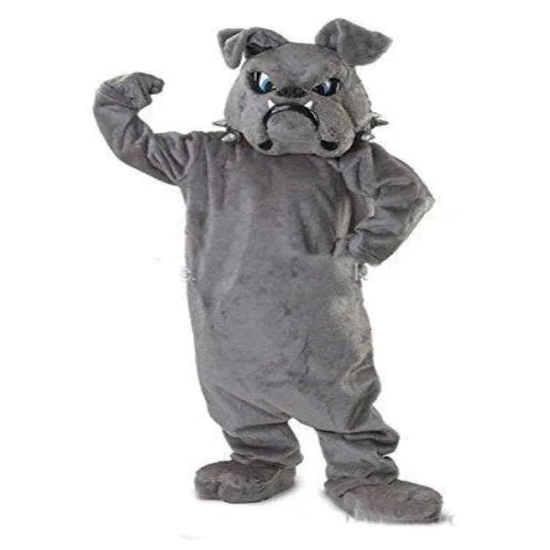 Cool Bulldog Mascot costume Gray School Animal Team Cheerleading Complete Outfit Adult Size
