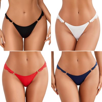 Avidlove Sexy Panties for Women Lace Cheeky Underwear String Bikini Panty Ladies High Cut Hipster 4 Pack