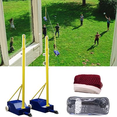 Volleyball Poles with Net Heavy Duty Volleyball/Badminton 2 in 1 Net Set for Outdoor Backyard 20 ft Long, Height Adjustable for Men Women Adult Youth