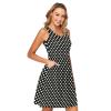 ALAZA Polka Dot Black White Women Summer Dresses Casual Sleeveless Sundress with Pockets Tank Dress L view 2