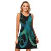 ALAZA Blue Watercolor Kraken Women Summer Dresses Casual Sleeveless Sundress with Pockets Tank Dress XL view 1
