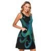ALAZA Blue Watercolor Kraken Women Summer Dresses Casual Sleeveless Sundress with Pockets Tank Dress XL view 2