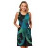 ALAZA Blue Watercolor Kraken Women Summer Dresses Casual Sleeveless Sundress with Pockets Tank Dress XL view 3