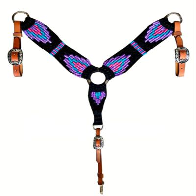 Cheval's International Wool Handmade Western Mohair Breast Collar for Horse Riding Accessories (Multicolor_Pony_Design4)