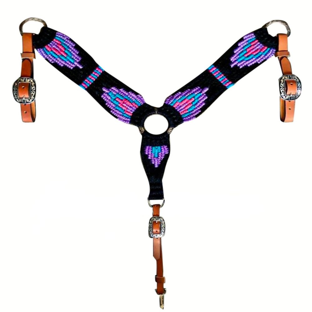 Cheval's International Wool Handmade Western Mohair Breast Collar for Horse Riding Accessories (Multicolor_Pony_Design4)