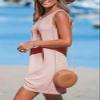 CUPSHE Women Beach Cover Ups Waffle Knit Sleeveless Tank Cover Ups for Swimwear Dusty Pink Small view 3
