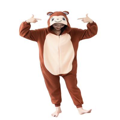 ZephyrPourset Adult Onesie Pajamas Animal Monkey Halloween Cosplay Costume One-piece Sleepwear Homewear XL