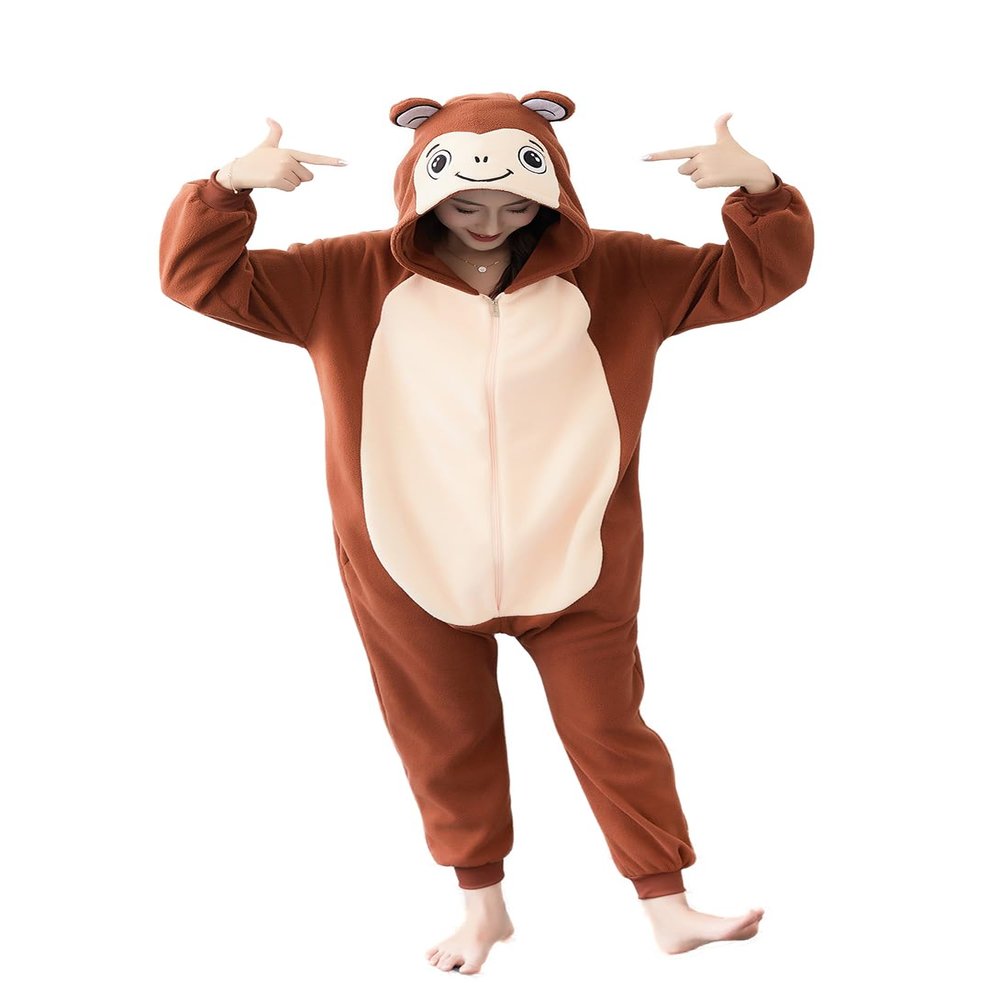 ZephyrPourset Adult Onesie Pajamas Animal Monkey Halloween Cosplay Costume One-piece Sleepwear Homewear XL