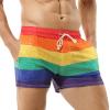 Mens Rainbow Shorts Gay Pride See Through Mesh Shorts Sexy Elastic Waist Strechy Breathable Underwear, Mens Shorts Summer Shorts for Men Casual Shorts Active Sports Shorts(Rainbow 2,Small) view 1