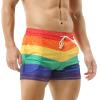 Mens Rainbow Shorts Gay Pride See Through Mesh Shorts Sexy Elastic Waist Strechy Breathable Underwear, Mens Shorts Summer Shorts for Men Casual Shorts Active Sports Shorts(Rainbow 2,Small) view 3