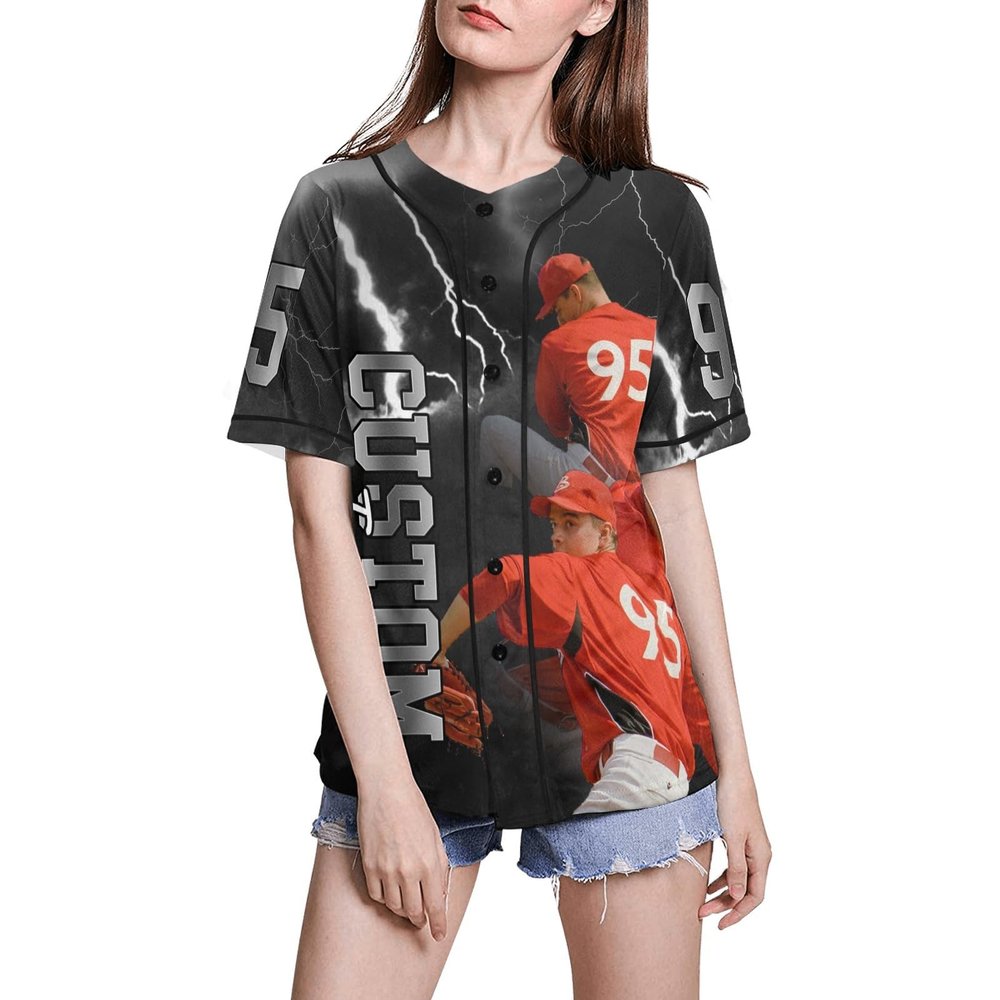 Ussunarts Personalized Baseball Jersey for Women Bootleg Rap Shirts Customized Your Own Photo Collage Name Streetwear Sport Uniform