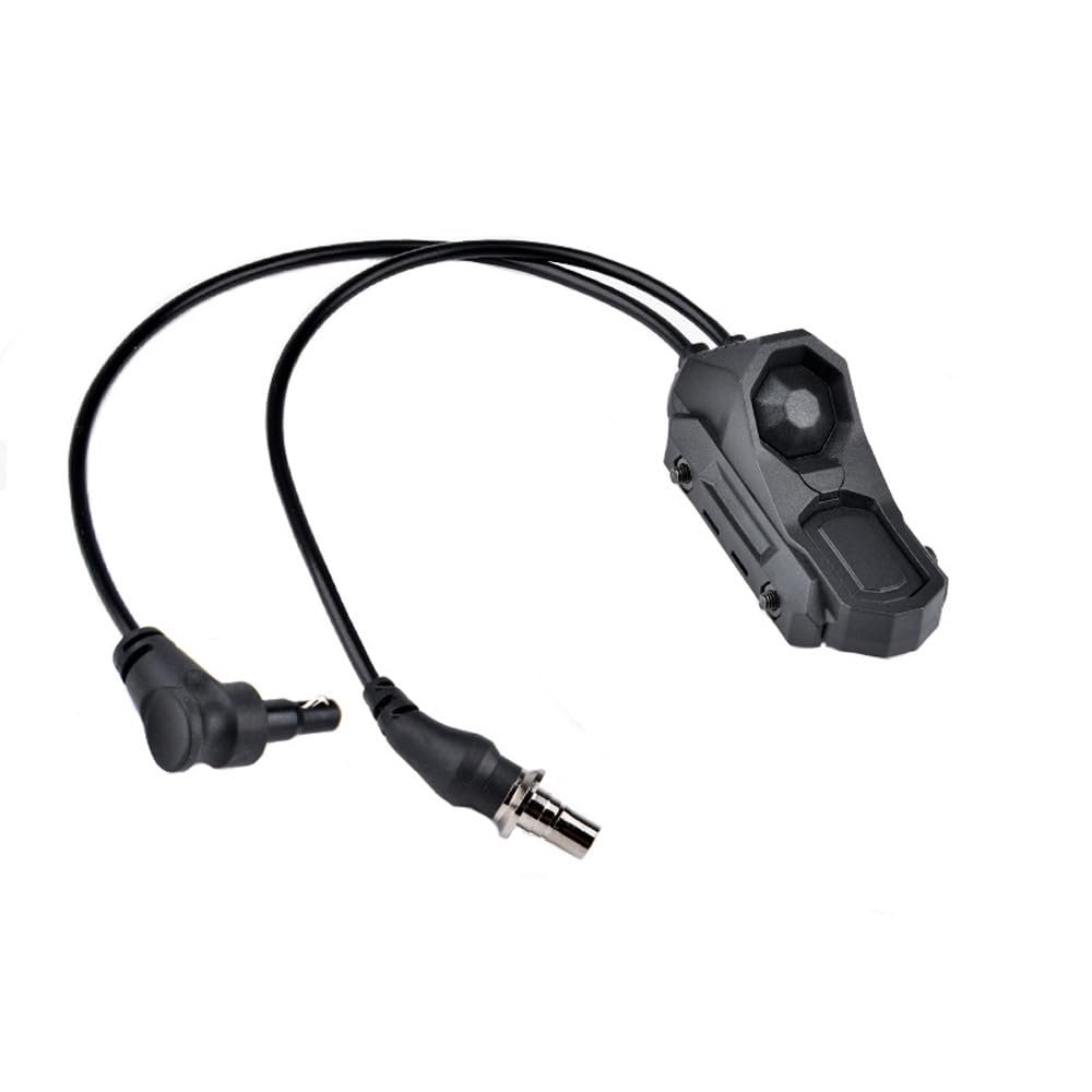 okyass Tactical Modular Dual Wire Button Remote Activation Pressure Switch Light Accessories for M300 M600 PEQ15/A2 Series Scout Light and Tactical Flashlight (Crane Laser+SF Plug BK)