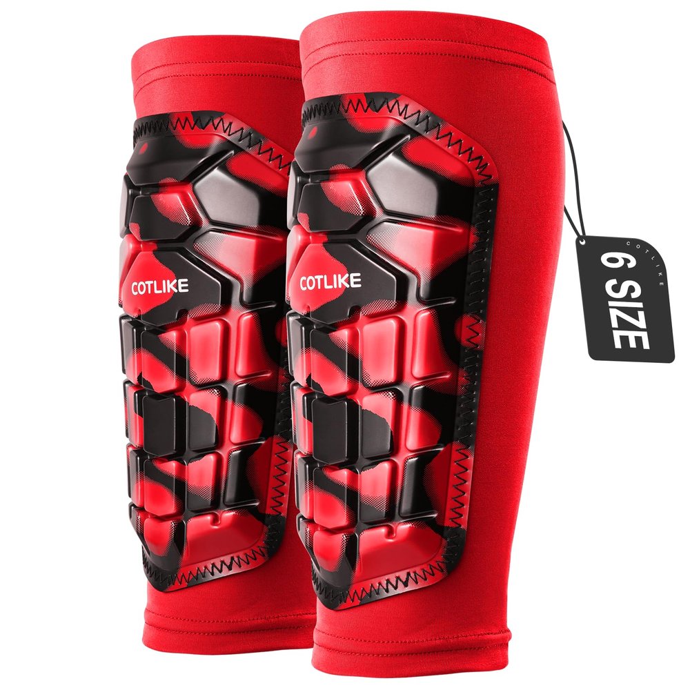 Soccer Shin Guards Kids Youth, Ski Shin Guard Sleeves for Boys Girls Adults Men Women, Protective Soccer Equipment for 2-18 Years Old Boys Girls, High Impact Resistant Breathable Comfortable(Red,XL)