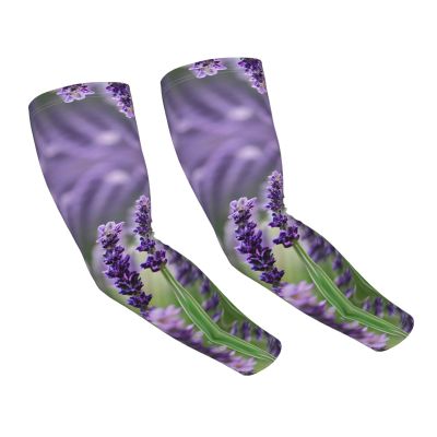 SSIMOO Purple Lavender Floral Flowers Print Adult Cooling Sports Sleeve,Perfect For Outdoor Activities, Black