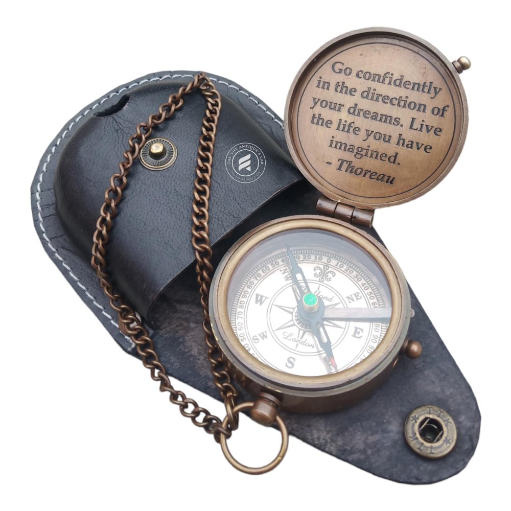 TAL The Antique's Lab Brass Compass - Premium Navigation Tool for Campers, Hikers, and Outdoor Enthusiasts - Ideal Gift for Graduation, Father's Day, and Adventurers Collectible Gift Item