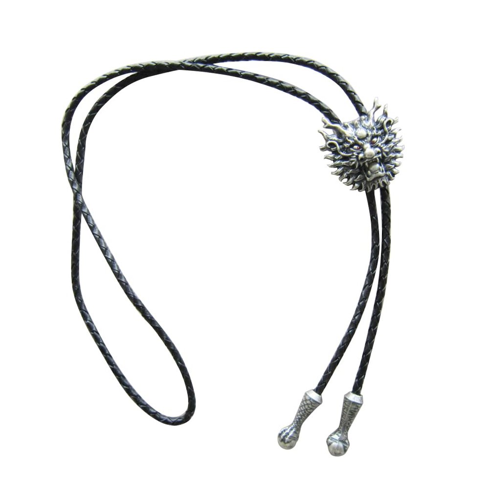 ARTICAL HEART Vintage Silver Cut Out Dragon Western Rodeo Cowboy Bolo Tie