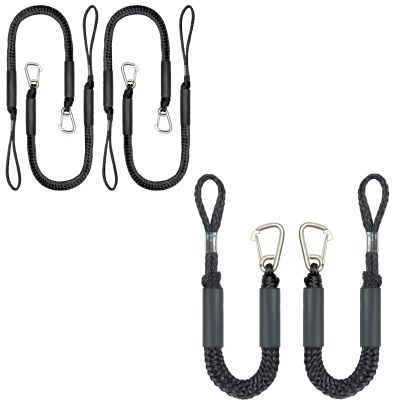 4 Pack 3FT+2 Pack 2FT Bungee Boat Dock Line with Stainless Steel Clip