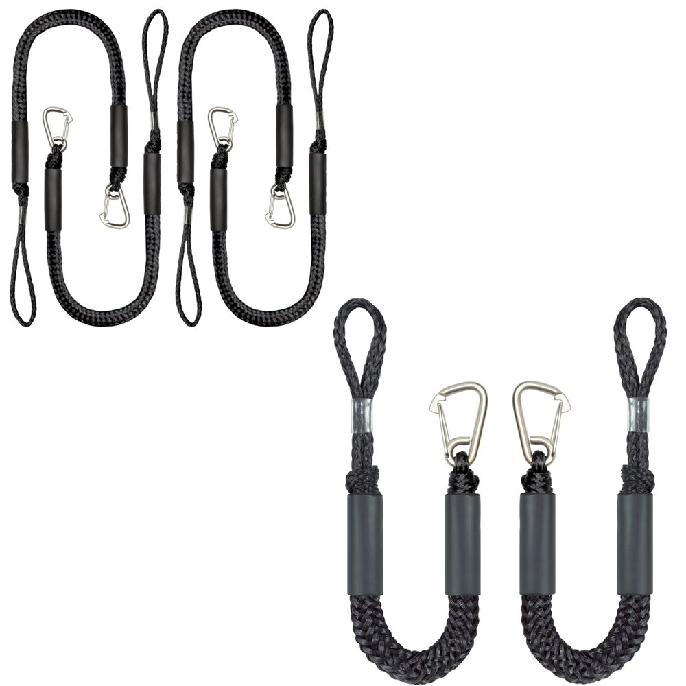 4 Pack 3FT+2 Pack 2FT Bungee Boat Dock Line with Stainless Steel Clip