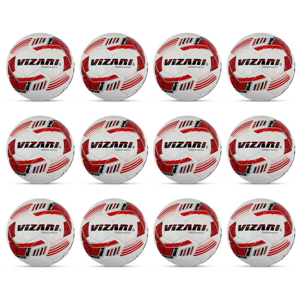 Vizari Stadio Match NFHS Soccer Ball for Practice Sessions and Official Games | 32 Panel Hand Stiched Training Soccer Ball for Boys Kids and Adults (Set of 12) (Size 4-12 Deflated Balls, White)