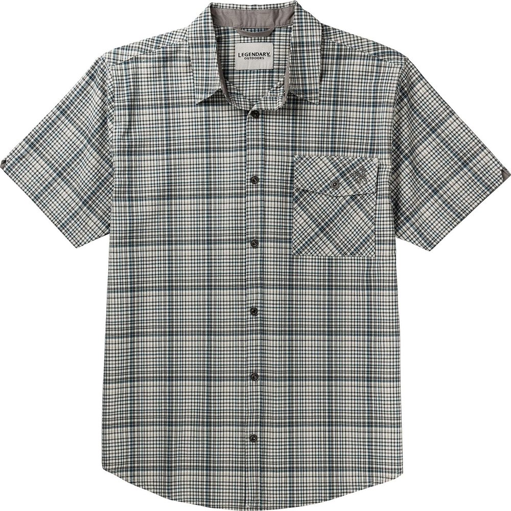 Legendary Whitetails Men's Stretch Woven Plaid UPF 30+ UV Moisture Wicking Short Sleeve Shirt, North Beach Plaid, XX-Large