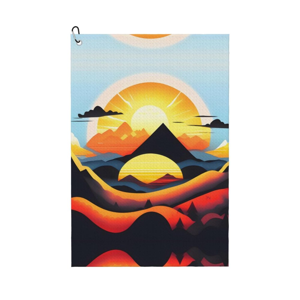 FoRes Sunrise Mountain Golf Exercise Towel - Soft, Breathable, and Quick-Drying for Gym, Sports, Yoga, and More - 24x16in
