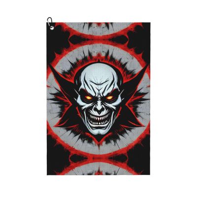 Red and Black Evil Ghost Golf Exercise Towel - Soft, Breathable, and Quick-Drying for Gym, Sports, Yoga, and More - 24x16in