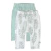 HonestBaby Multipack Harem Pants Roomy Fit Pull on Bottoms 100% Organic Cotton for Infant Baby Boys, Girls, Unisex, 2-Pack Jumbo Leaf Sage, 12 Months view 1