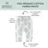 HonestBaby Multipack Harem Pants Roomy Fit Pull on Bottoms 100% Organic Cotton for Infant Baby Boys, Girls, Unisex, 2-Pack Jumbo Leaf Sage, 12 Months view 2