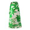 ABEHIK Women's One Piece Swimsuits with Beach Cover up Wrap Skirt 2 Pieces Bathing Suits Tummy Control Vintage Abstract Print Bikini Set Hawaiian Dresses for Women 2024 Green S view 3