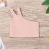 Baby Girls Dance Tank Top One Shoulder Racerback Tie Dye Crop Tank Top Sleeveless Sports Dance Top (Pink, 4-5 Years) view 2