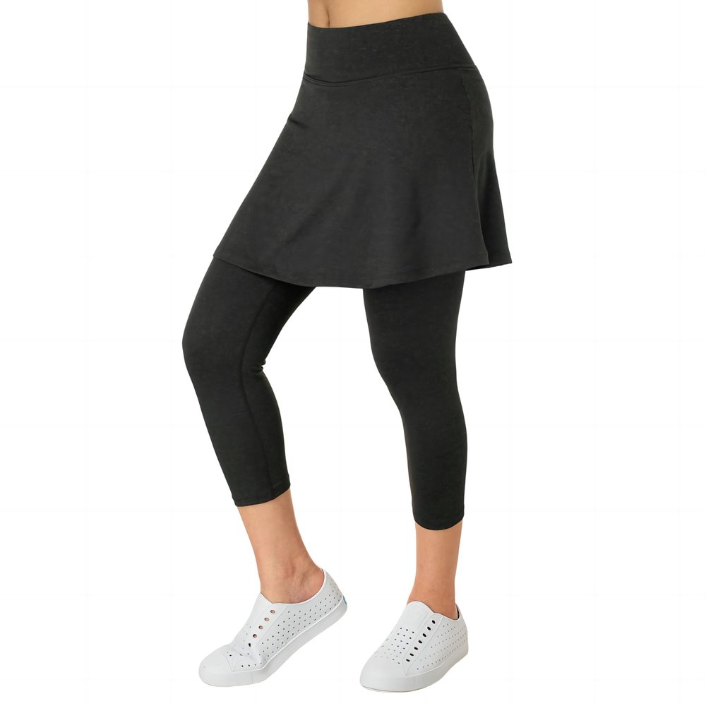 Xioker Women Athletic Skirts with Leggings,Skirted Leggings Skorts with Pockets(Black Charcoal 3XL)