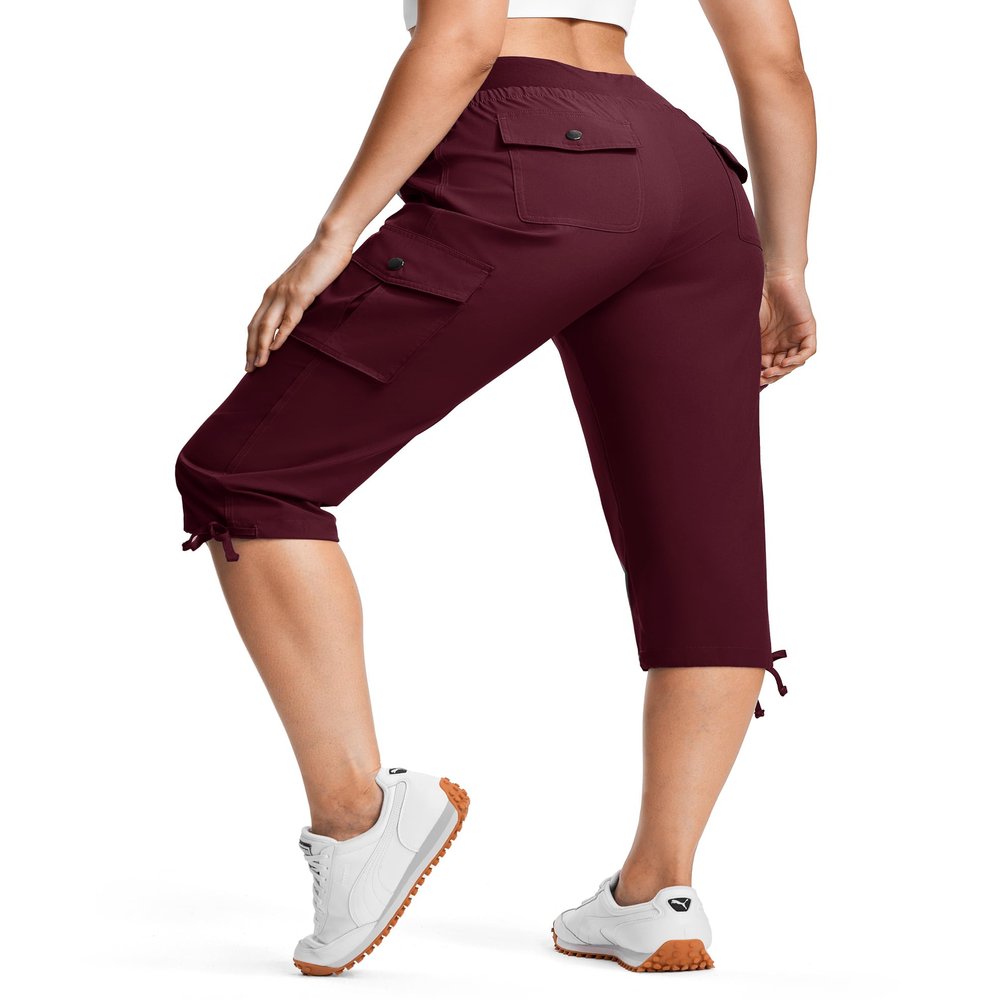 ISEEGZ Hiking Capris for Women with Pockets Lightweight Quick Dry Cargo Capri Travel Pants Women Casual Women's Capris