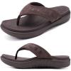 KuaiLu Mens Leather Sport Flip Flops Comfort Orthotic Thong Sandals with Plantar Fasciitis Arch Support for Outdoor Summer view 1