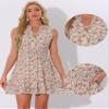 Allegra K Floral Dresses for Women's Sleeveless V Neck Sleeveless Smocked Waist Ruffle Mini Dress Medium Pink view 2