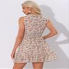 Allegra K Floral Dresses for Women's Sleeveless V Neck Sleeveless Smocked Waist Ruffle Mini Dress Medium Pink view 3