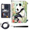 Travel Passport Wallet Passport,Family Passport Holder - Large Travel Passport Wallet Holder for Family Men Women, RFID Blocking,Lightweight Portable with Zipper Pocket,Pandas/pink Flowers view 1