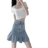 Alloaone Women Denim Retro Washed Summer Daily Mini Solid Skirts view 1