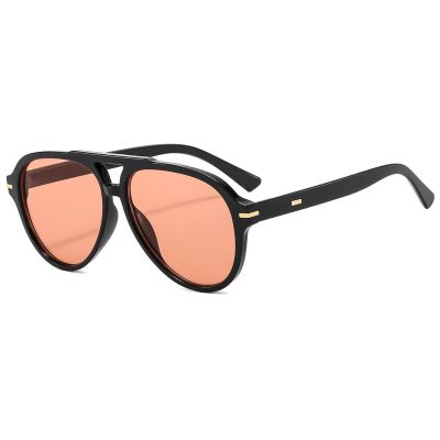 Bsreyeop Retro Aviator Sunglasses for Women Men Classic 70s Vintage Shades Trendy Big Frame Design (Black Frame/Light Red Lens A4)