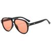 Bsreyeop Retro Aviator Sunglasses for Women Men Classic 70s Vintage Shades Trendy Big Frame Design (Black Frame/Light Red Lens A4) view 1