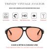 Bsreyeop Retro Aviator Sunglasses for Women Men Classic 70s Vintage Shades Trendy Big Frame Design (Black Frame/Light Red Lens A4) view 3