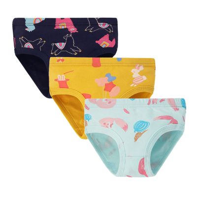 Little Girls' Soft Cotton Underwear Kids Cute Breathable Comfort Panty Briefs Toddler Undies(Pack of (Blue, 3-4 Years)