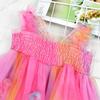AGQT Baby Girls Tulle Tutu Dress Sleeveless Toddler Butterfly 3D Flower Print Back Girls Dresses Birthday Holiday Wedding Layered Lace Dress Rainbow Red Size 12-18M view 4