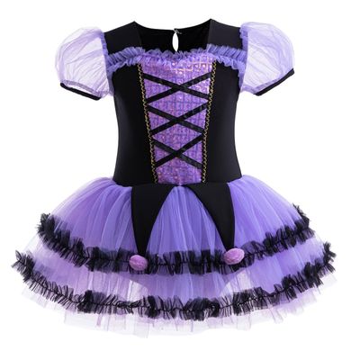 MYRISAM Princess Leotards for Girls Ballet Dance Tutu Skirted Ballerina Dress Birthday Party Halloween Witch Costume Purple