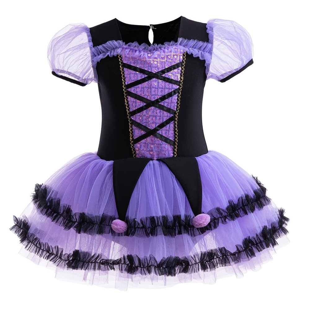 MYRISAM Princess Leotards for Girls Ballet Dance Tutu Skirted Ballerina Dress Birthday Party Halloween Witch Costume Purple