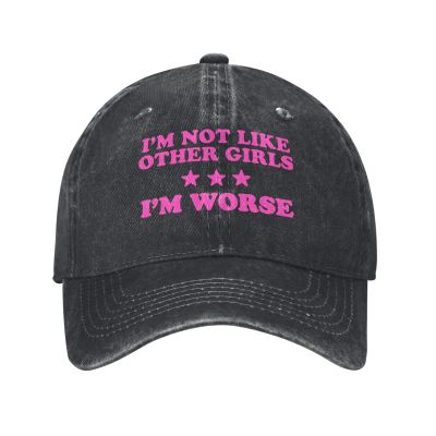 NineFit Basics I'm Not Like Other Girls I'm Worse Hat Funny Cotton Washed Cowboy Baseball Cap Adjustable Unisex Dad Hats Black