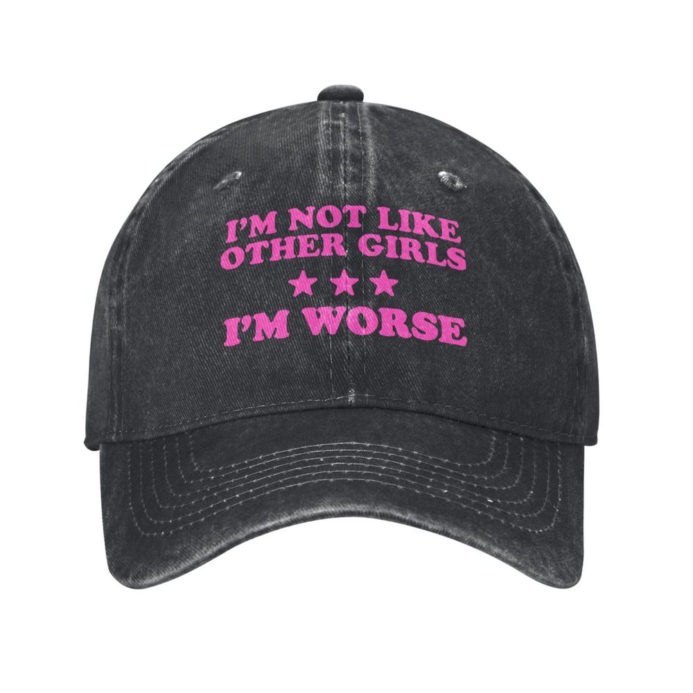 NineFit Basics I'm Not Like Other Girls I'm Worse Hat Funny Cotton Washed Cowboy Baseball Cap Adjustable Unisex Dad Hats Black