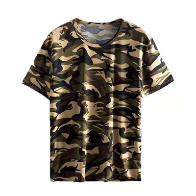 DGHM-JLMY Men's Camo Summer T-Shirt Camouflage Casual V-Neck Short Sleeve T-Shirt Fitness Stretchy V Neck Camo T-Shirt (Coffee,Medium)