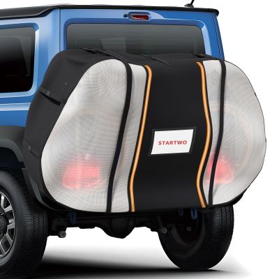 STARTWO Bike Cover for Transport On Rack, Bicycle Cover Outdoor Storage Waterproof for Transport 2 Bikes on Car Rear, with Two Elastic Straps and License Plate Window, Visible tail lights