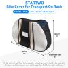 STARTWO Bike Cover for Transport On Rack, Bicycle Cover Outdoor Storage Waterproof for Transport 2 Bikes on Car Rear, with Two Elastic Straps and License Plate Window, Visible tail lights view 2