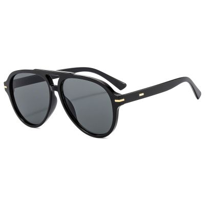 Bsreyeop Retro Aviator Sunglasses for Women Men Classic 70s Vintage Shades Trendy Big Frame Design (Black Frame/Grey Lens A1)